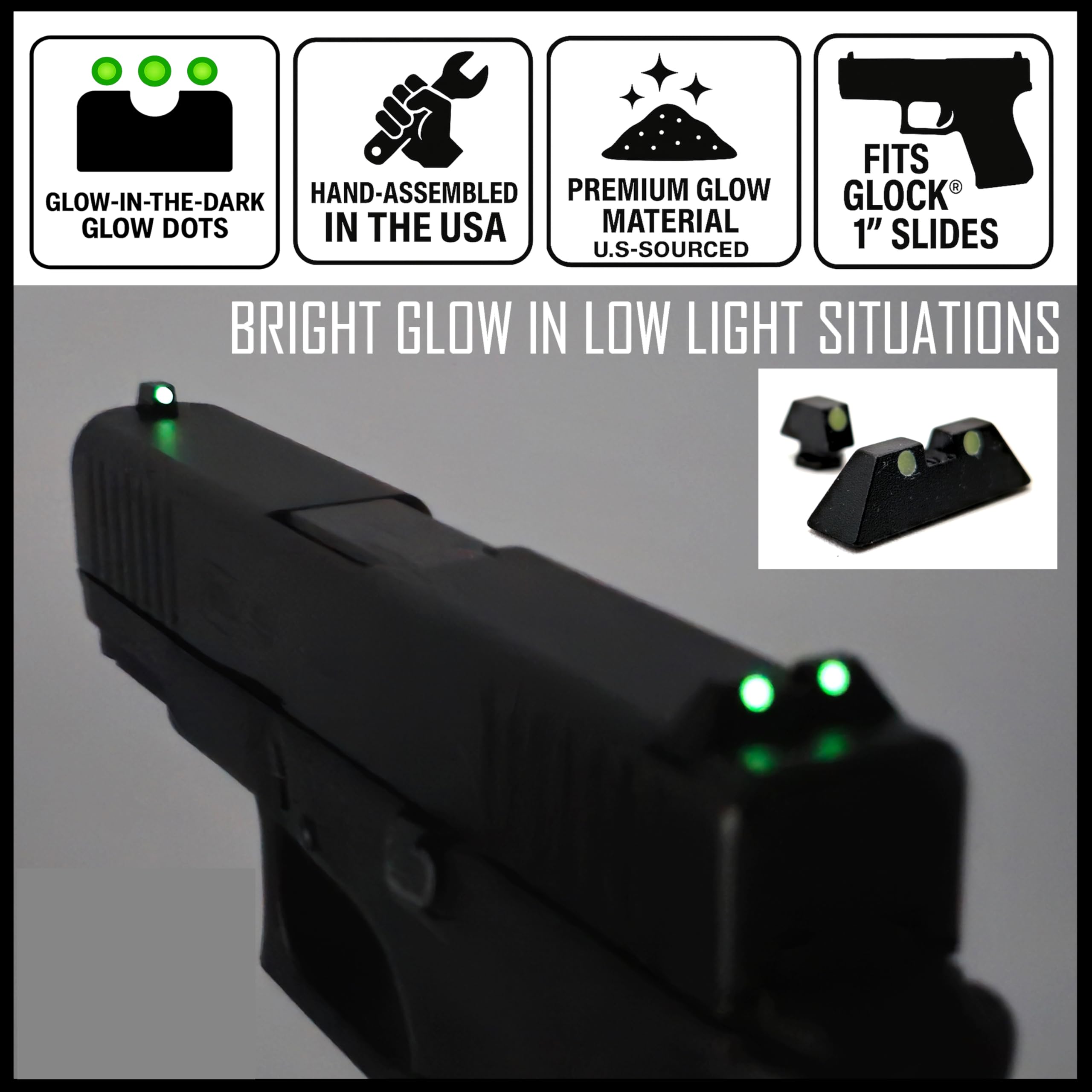 Amazon.com: TSA® Glow Night Sights for Glock® 17 19 19X 20 21 22